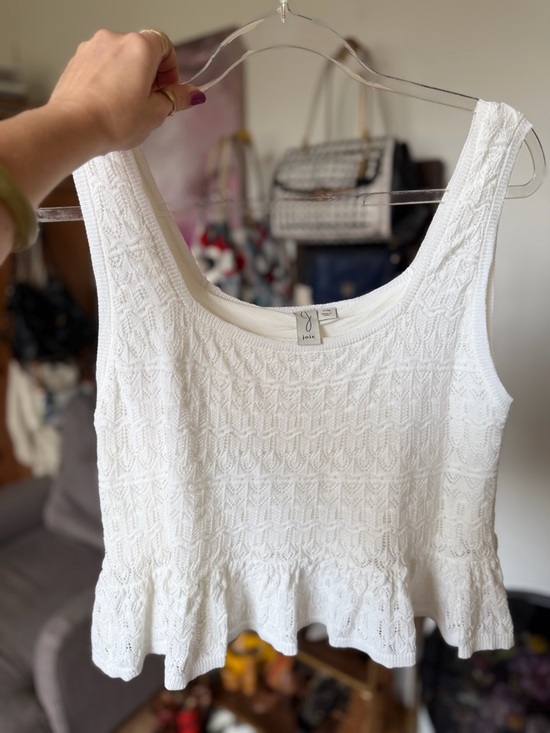 Joie Tops - Joie White Knit Peplum Tank